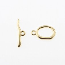 Stainless steel toggle clasp, gold plated, gold color, ring: 20x12x2 mm, hole-2 mm, bar: 21x6x2 mm, hole-2 mm