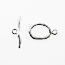 Stainless steel toggle clasp, silver color, ring size: 20x12x2 mm, hole-2 mm, bar size: 21x6x2 mm, hole-2 mm