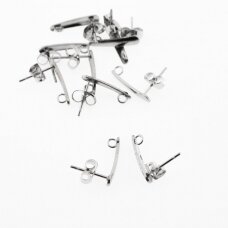10 pcs, stainless steel stud earring findings, silver color, 3x15 mm, pin size-11 mm, hole size-2 mm 10 pcs, stainless steel stud earring findings, silver color, 3x15 mm, pin size-11 mm, hole size-2 mm