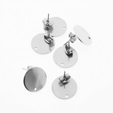 10 pcs, stainless steel stud earring findings, silver color, tray size-8, 10, 12, 15 mm, pin size-11 mm
