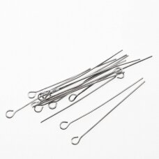 Stainless steel open eye pins, silver color, line diameter-0.7 mm, loop size-3.2 mm, 20 pcs