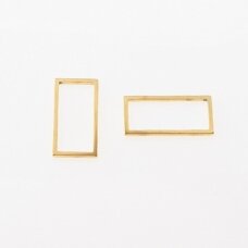 Stainless steel rectangle pendant, gold plated, gold color, length-29 mm