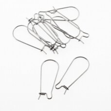 10 pcs, stainless steel surgical hoop earring findings, silver color, 12x25 mm