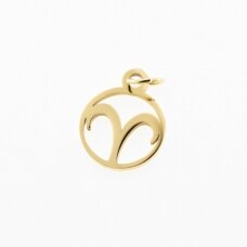 Stainless steel zodiac sign pendant, aries, gold plated, gold color, width-11 mm, length-16 mm Stainless steel zodiac sign pendant, aries, gold plated, gold color, width-11 mm, length-16 mm