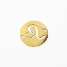 Stainless steel zodiac sign pendant, leo, gold plated, gold color, diameter-12 mm Stainless steel zodiac sign pendant, leo, gold plated, gold color, diameter-12 mm