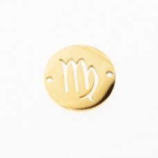 Stainless steel zodiac sign pendant, virgo, gold plated, gold color, diameter-12 mm Stainless steel zodiac sign pendant, virgo, gold plated, gold color, diameter-12 mm