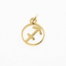 Stainless steel zodiac sign pendant, sagittarius, gold plated, gold color, width-11 mm, length-16 mm Stainless steel zodiac sign pendant, sagittarius, gold plated, gold color, width-11 mm, length-16 mm