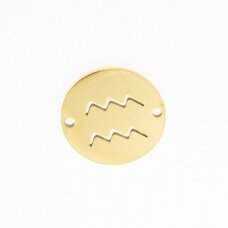 Stainless steel zodiac sign pendant, aquarius, gold plated, gold color, diameter-12 mm Stainless steel zodiac sign pendant, aquarius, gold plated, gold color, diameter-12 mm