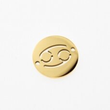 Stainless steel zodiac sign pendant, cancer, gold plated, gold color, diameter-12 mm Stainless steel zodiac sign pendant, cancer, gold plated, gold color, diameter-12 mm