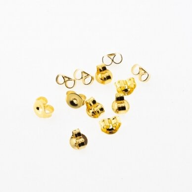 20 vnt, nerūdijančio plieno auskarų fiksatoriai, auksinė spalva, 4.5x5 mm