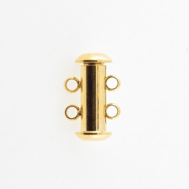 Stainless steel magnetic 2 strand slide lock clasp, gold plated, gold color, diameter-15 mm Stainless steel magnetic 2 strand slide lock clasp, gold plated, gold color, diameter-15 mm