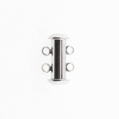 Nerūdijančio plieno magnetinis užsegimas, 2 eilių, sidabrinė spalva, diametras-15 mm Nerūdijančio plieno magnetinis užsegimas, 2 eilių, sidabrinė spalva, diametras-15 mm