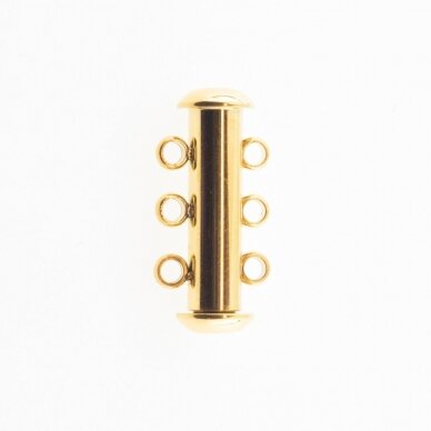 Stainless steel magnetic 3 strand slide lock clasp, gold plated, gold color, diameter-20 mm