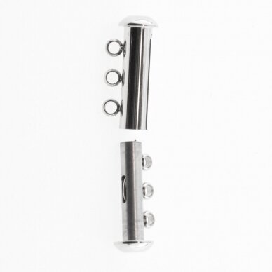 Stainless steel magnetic 3 strand slide lock clasp, silver color, diameter-20 mm