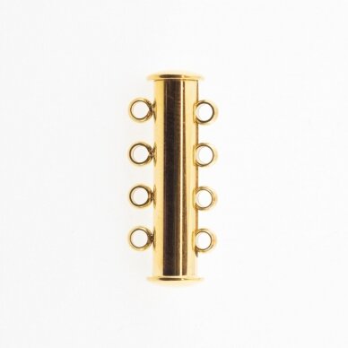 Stainless steel magnetic 4 strand slide lock clasp, gold plated, gold color, diameter-25 mm