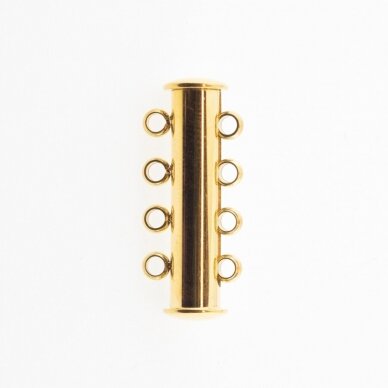 Stainless steel magnetic 4 strand slide lock clasp, gold plated, gold color, diameter-25 mm Stainless steel magnetic 4 strand slide lock clasp, gold plated, gold color, diameter-25 mm