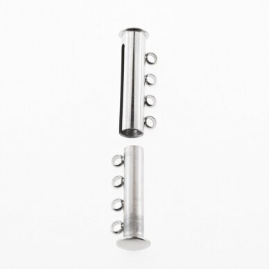 Stainless steel magnetic 4 strand slide lock clasp, silver color, diameter-25 mm