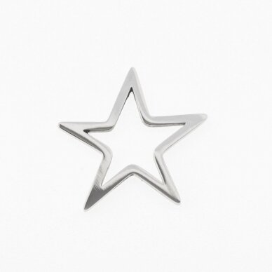 Nerūdijančio plieno pakabukas žvaigždė, sidabrinė spalva, plotis-17.5 mm, ilgis-18 mm, metalo storis-1 mm