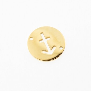 Stainless steel zodiac sign pendant, sagittarius, gold plated, gold color, diameter-12 mm