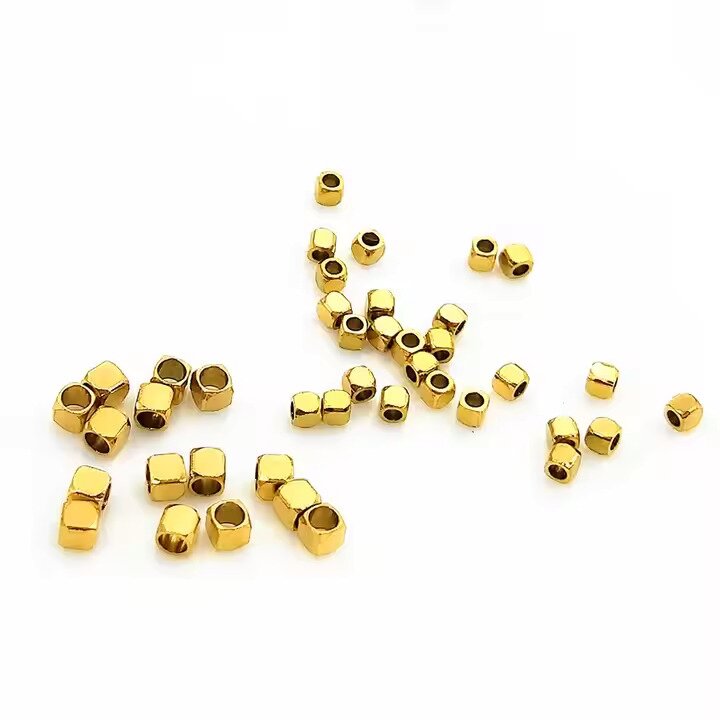 Stainless steel, gold-plated twice, 2x2mm-20pcs