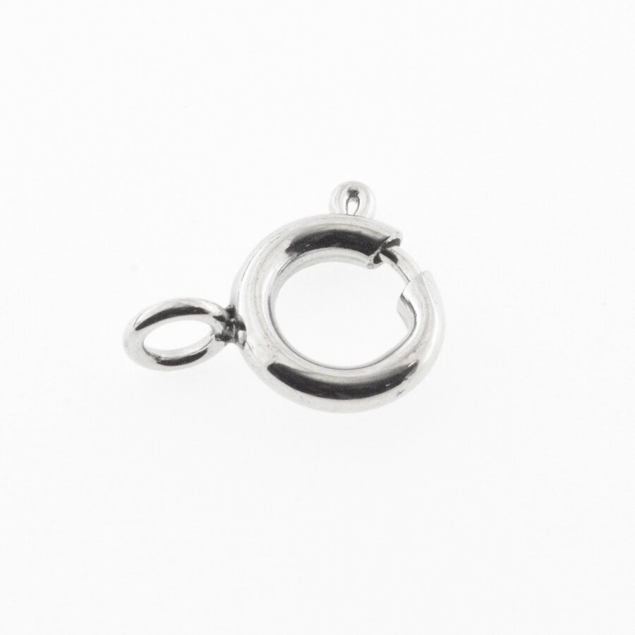 Stainless steel spring ring clasps, silver color, outer diameter- 6, 8, 10, 12, 14, 16, 18 mm, hole size-2 mm