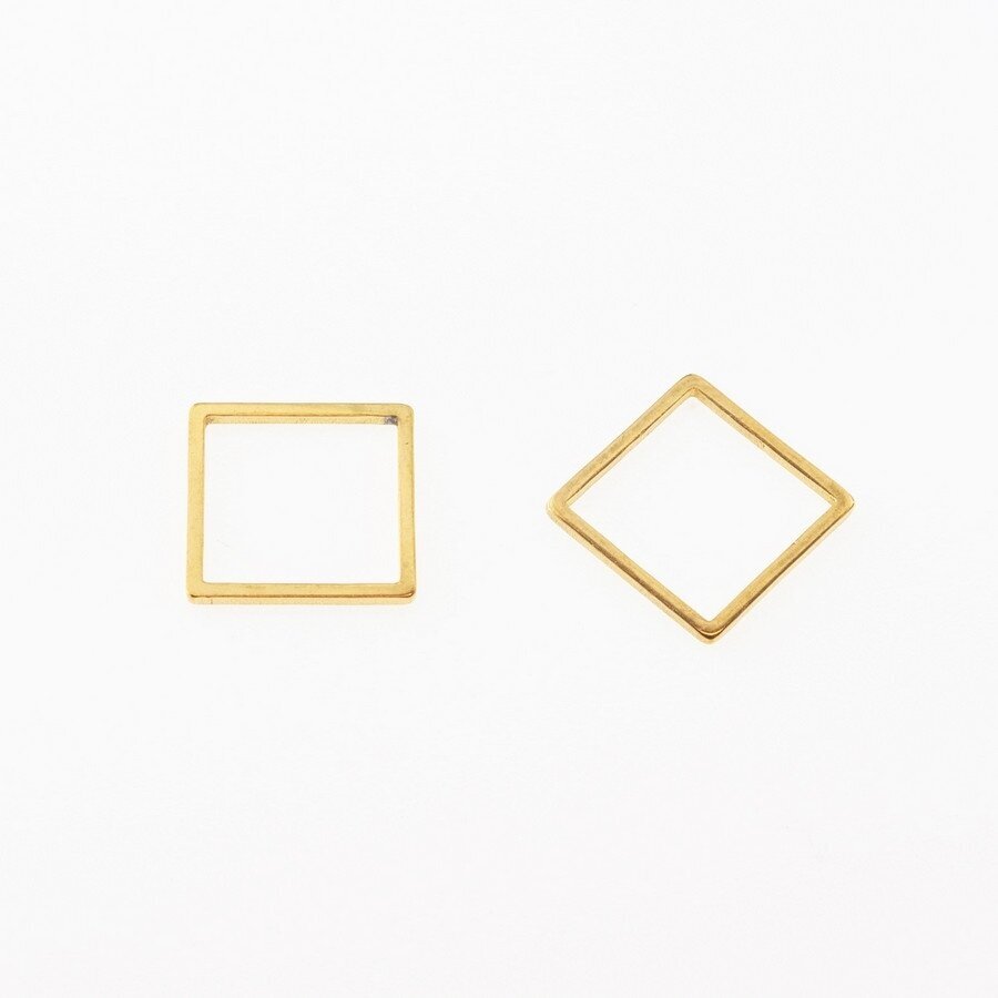 Stainless steel square pendant, gold plated, gold color, length-31 mm