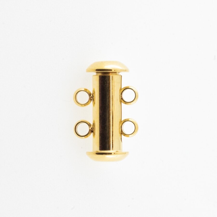 Stainless steel magnetic 2 strand slide lock clasp, gold plated, gold color, diameter-15 mm Stainless steel magnetic 2 strand slide lock clasp, gold plated, gold color, diameter-15 mm