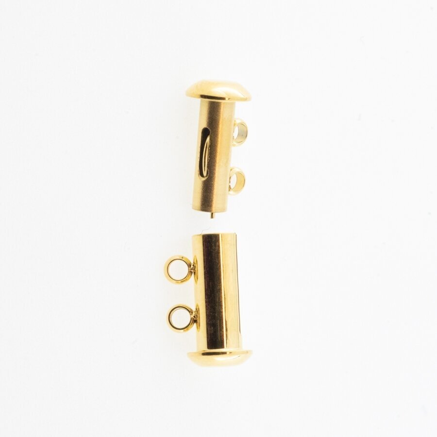 Stainless steel magnetic 2 strand slide lock clasp, gold plated, gold color, diameter-15 mm Stainless steel magnetic 2 strand slide lock clasp, gold plated, gold color, diameter-15 mm