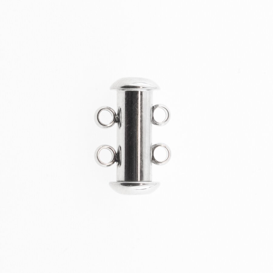 Stainless steel magnetic 2 strand slide lock clasp, silver color, diameter-15 mm