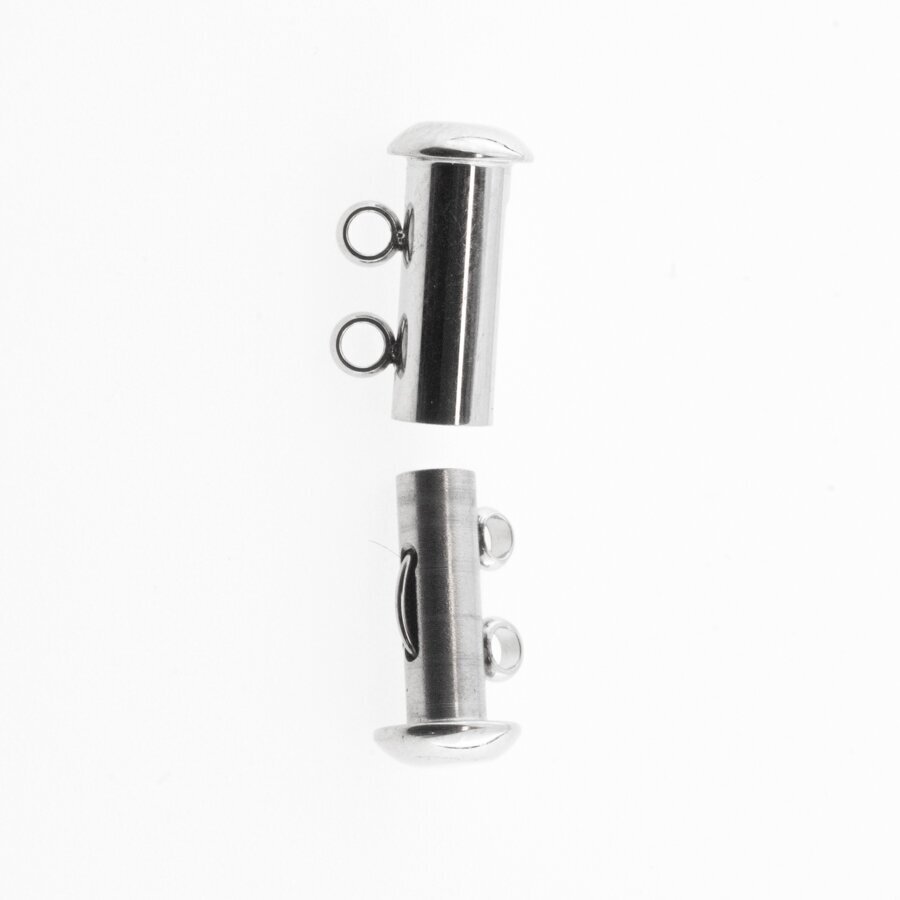 Stainless steel magnetic 2 strand slide lock clasp, silver color, diameter-15 mm