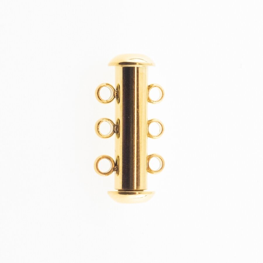Stainless steel magnetic 3 strand slide lock clasp, gold plated, gold color, diameter-20 mm Stainless steel magnetic 3 strand slide lock clasp, gold plated, gold color, diameter-20 mm