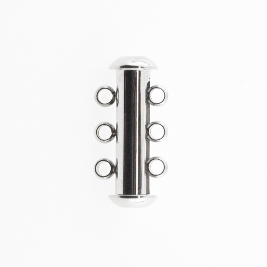 Stainless steel magnetic 3 strand slide lock clasp, silver color, diameter-20 mm