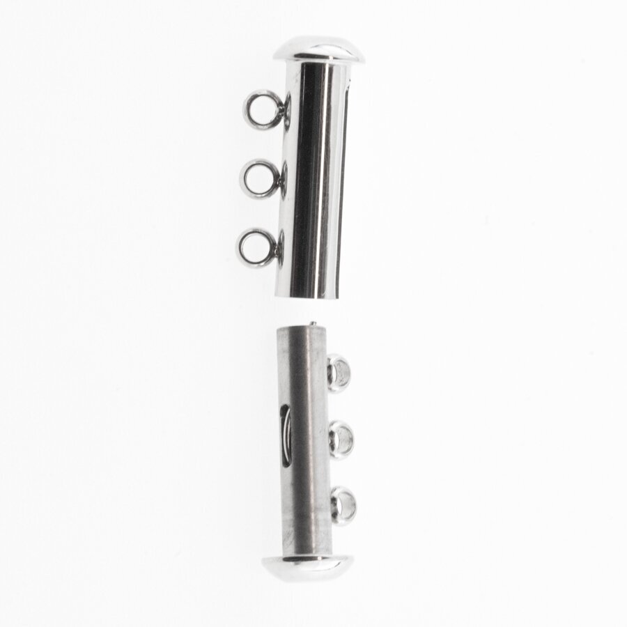 Stainless steel magnetic 3 strand slide lock clasp, silver color, diameter-20 mm