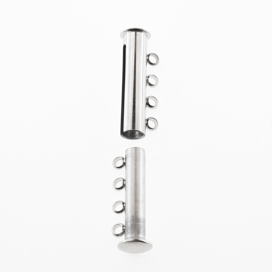 Stainless steel magnetic 4 strand slide lock clasp, silver color, diameter-25 mm