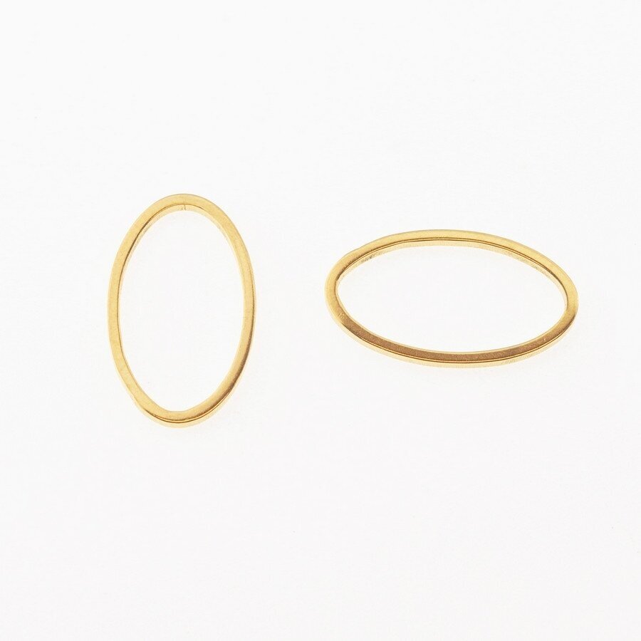 Stainless steel oval pendant, gold plated, gold color, length-33 mm