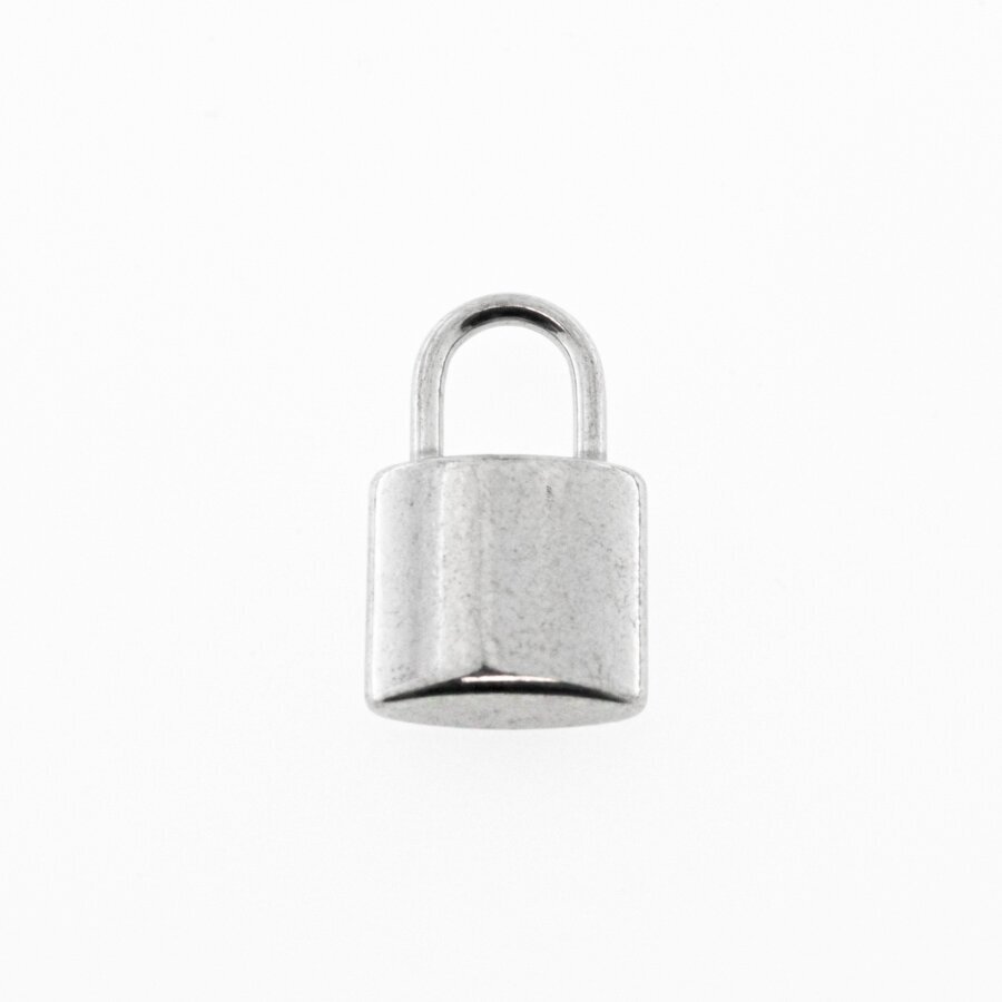 Stainless steel padlock pendant, silver color, 10x6x3 mm