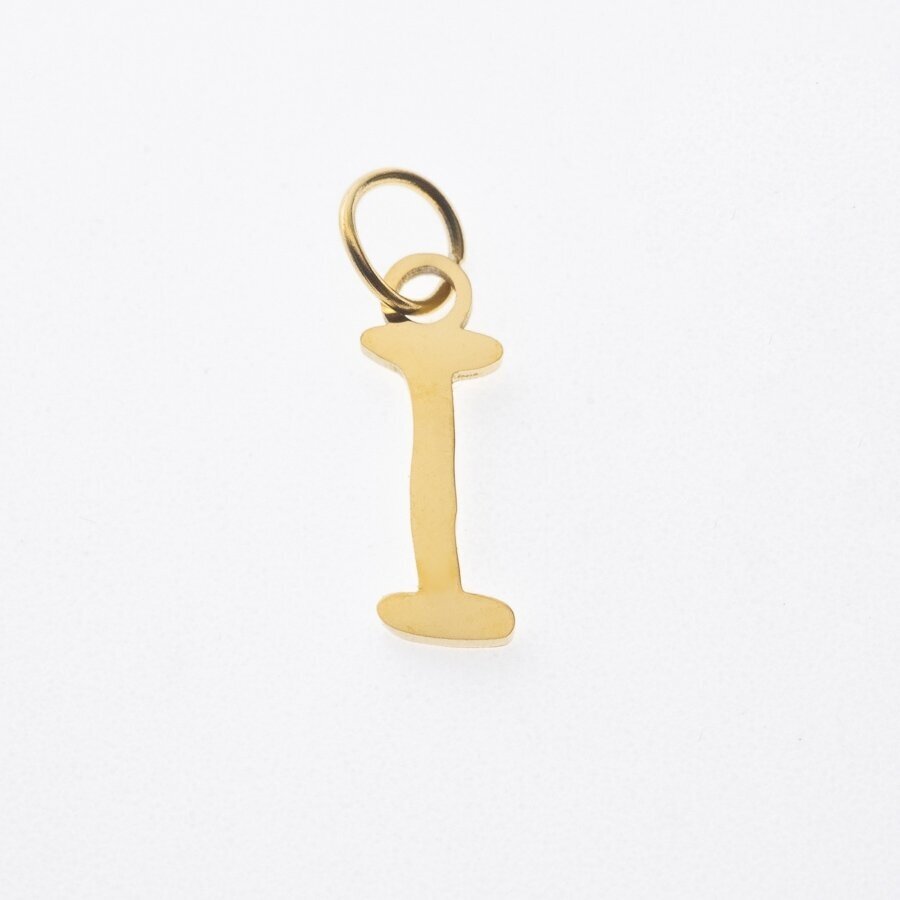 Stainless steel letter 'I' pendant, gold plated, gold color, wide-10 mm, length-17 mm, hole size-4 mm Stainless steel letter 'I' pendant, gold plated, gold color, wide-10 mm, length-17 mm, hole size-4 mm