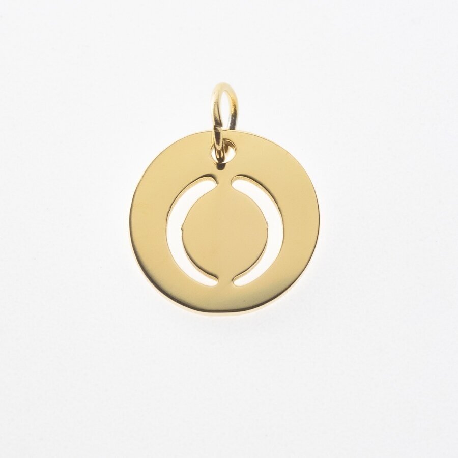 Stainless steel alphabet letter pendant 'O', gold plated, gold color, diameter-12 mm, hole size-4 mm Stainless steel alphabet letter pendant 'O', gold plated, gold color, diameter-12 mm, hole size-4 mm