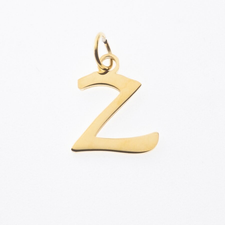 Stainless steel letter 'Z' pendant, gold plated, gold color, wide-10 mm, length-17 mm, hole size-4 mm