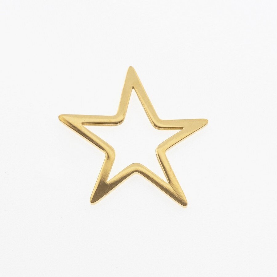Stainless steel star pendant, gold plated, gold color, wide-17.5 mm, length-18 mm, line diameter-1 mm Stainless steel star pendant, gold plated, gold color, wide-17.5 mm, length-18 mm, line diameter-1 mm