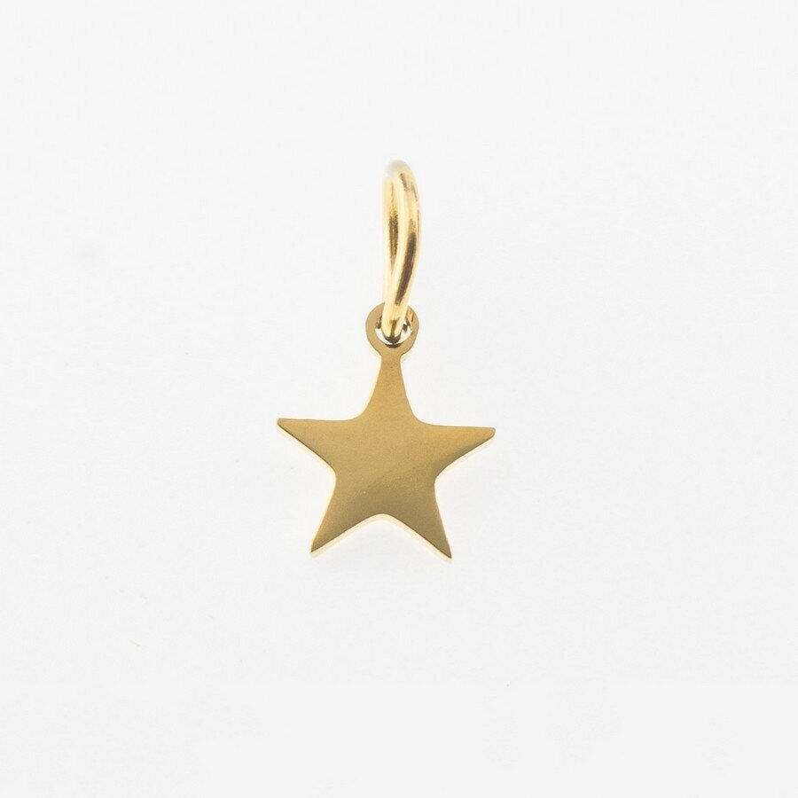 Stainless steel star pendant, gold plated, gold color, wide-6 mm, length-10 mm, hole size-4 mm Stainless steel star pendant, gold plated, gold color, wide-6 mm, length-10 mm, hole size-4 mm