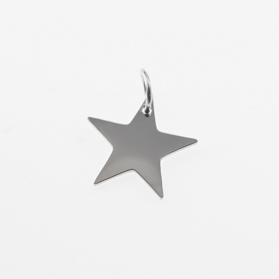Stainless steel star pendant, silver color, wide-12 mm, length-14 mm, hole size-4 mm