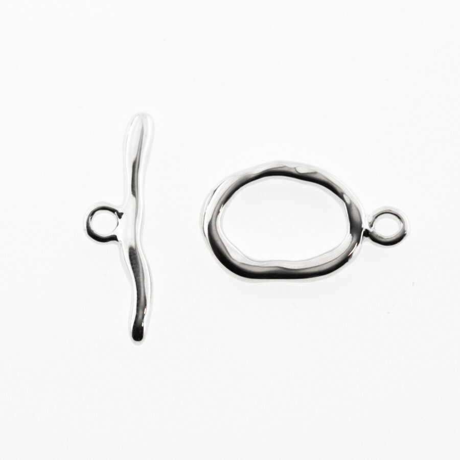 Stainless steel toggle clasp, silver color, ring size: 20x12x2 mm, hole-2 mm, bar size: 21x6x2 mm, hole-2 mm