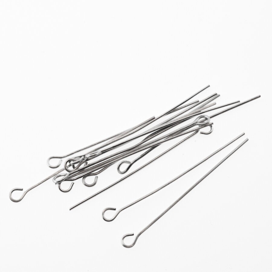 Nerūdijančio plieno smeigtukai su atvira kiplute, sidabrinė spalva, metalo storis-0.7 mm, kilputės dydis-3.2 mm, 20 vnt