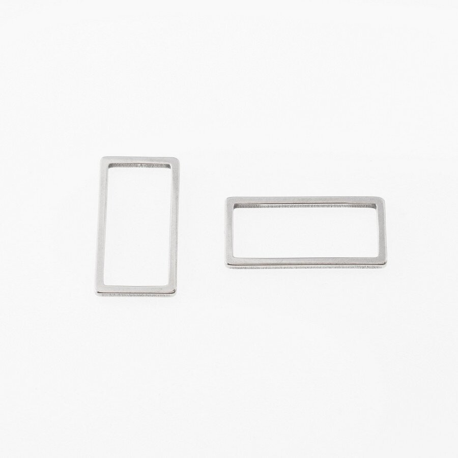 Stainless steel rectangle pendant, silver color, length-29 mm
