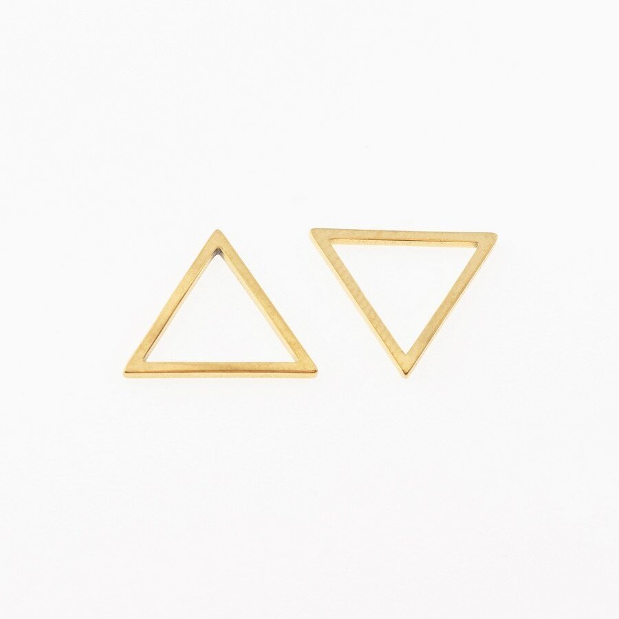 Stainless steel triangle pendant, gold plated, gold color, length-35 mm Stainless steel triangle pendant, gold plated, gold color, length-35 mm