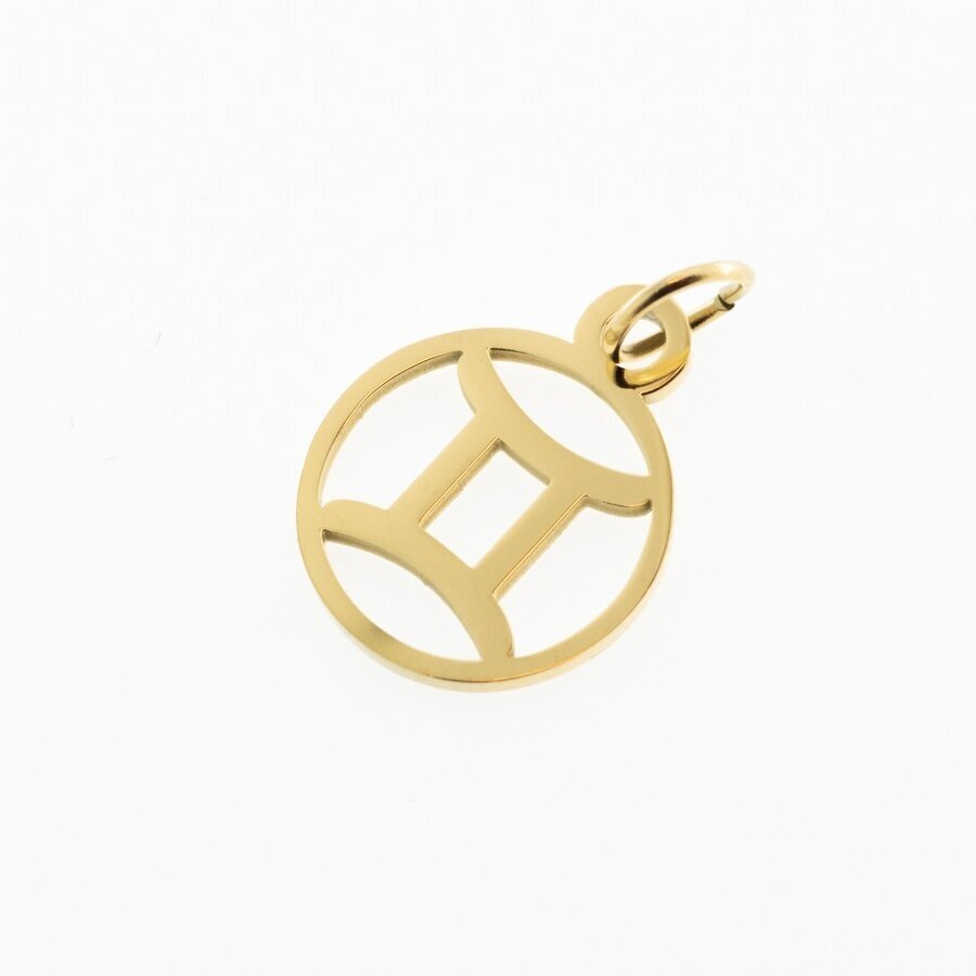 Stainless steel zodiac sign pendant, gemini, gold plated, gold color, width-11 mm, length-16 mm Stainless steel zodiac sign pendant, gemini, gold plated, gold color, width-11 mm, length-16 mm