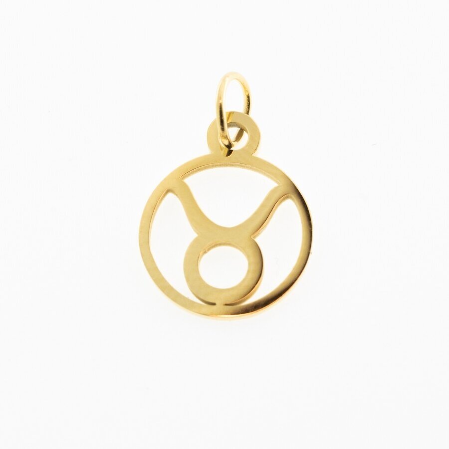 Stainless steel zodiac sign pendant, taurus, gold plated, gold color, width-11 mm, length-16 mm Stainless steel zodiac sign pendant, taurus, gold plated, gold color, width-11 mm, length-16 mm