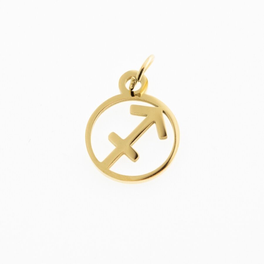 Stainless steel zodiac sign pendant, sagittarius, gold plated, gold color, width-11 mm, length-16 mm Stainless steel zodiac sign pendant, sagittarius, gold plated, gold color, width-11 mm, length-16 mm