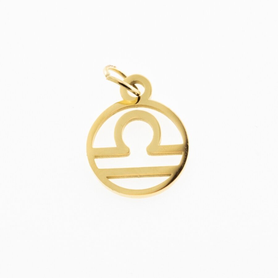 Stainless steel zodiac sign pendant, libra, gold plated, gold color, width-11 mm, length-16 mm Stainless steel zodiac sign pendant, libra, gold plated, gold color, width-11 mm, length-16 mm